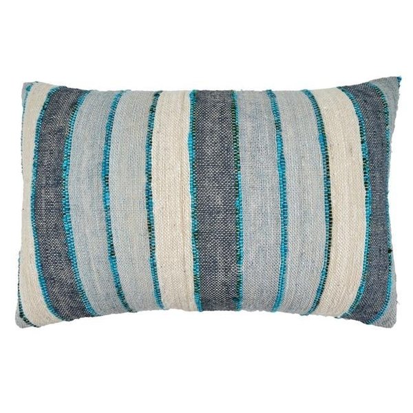 Saro Lifestyle SARO 2827.BL1624BC 16 x 24 in. Oblong Throw Pillow Cover with Blue Striped Design 2827.BL1624BC